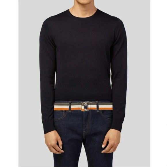 Men's Gucci Canvas Leather Trim Embellishment Belt Size Medium - Picture 1 of 5